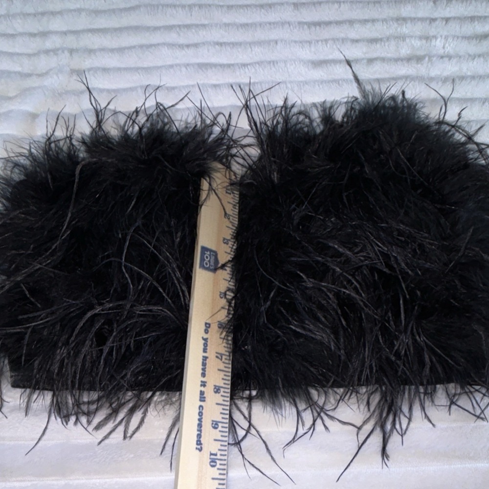 NovaLuxe Black Feather Strapless Bustier Corset Top Size L - Picture 4 of 16